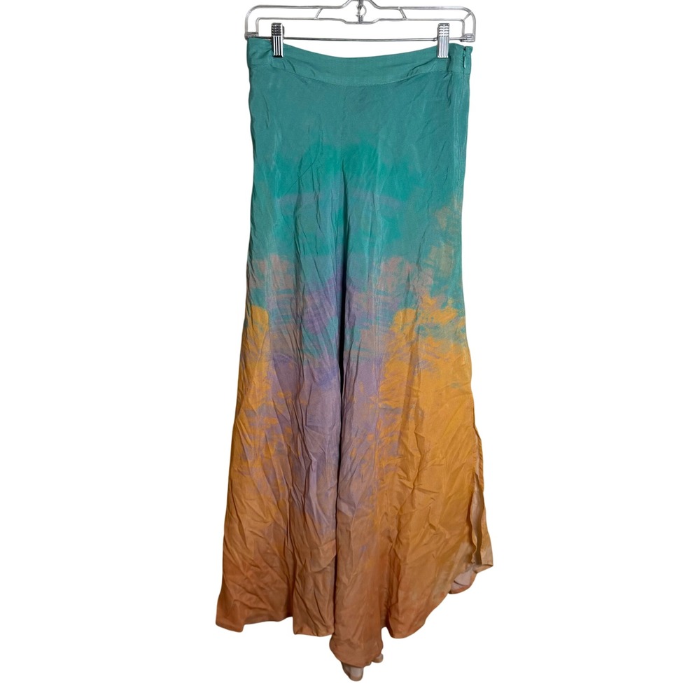 Blank London Women Small Tie Dye Maxi Skirt  Orange Asymmetrical Viscose Boho
